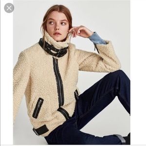 Zara teddy faux shearling aviator jacket